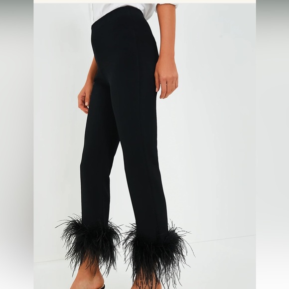 Black Feather Compression Knit Ashford Pants - Picture 3 of 9